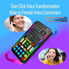 Game Voice Changer, Multi Audio Mixer Live Sound Card Kit for PC/Phone/Laptops (Including Headphones and 2 Converters)