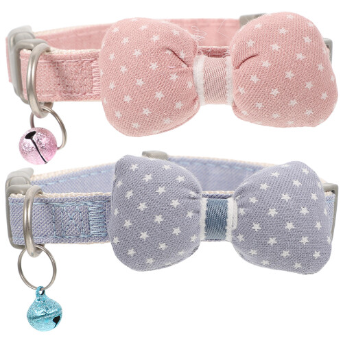 2Pièces Collier Pour Chat Ajustable Ornement Nœud Papillon Coloré