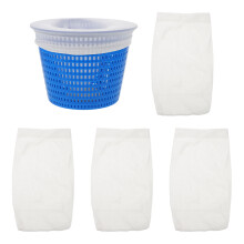 1Set Durable Plastic Pool Skimmer Basket with Blue Filter Socks