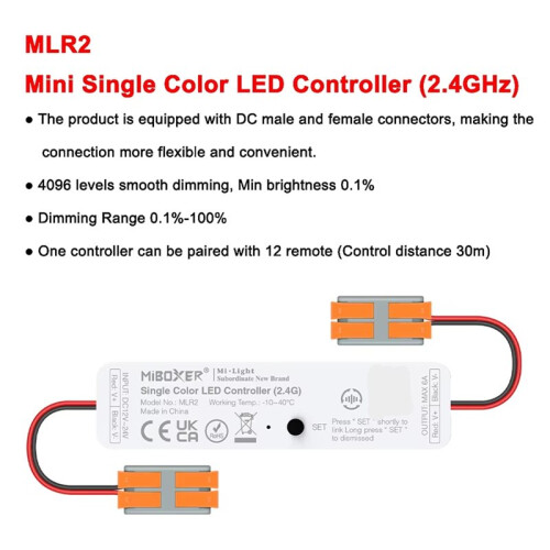 Miboxer MLR2 DC12-24V  2.4GHz RF Wireless Tuya APP Remote Dim Controller for Single Color Led Strip Light 1