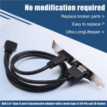 0.5m Rear USB 3.1 Port Expansion 20pin to TYPE-C Female and USB 3.0 Female Data Cable with Bezel Computer Chassis