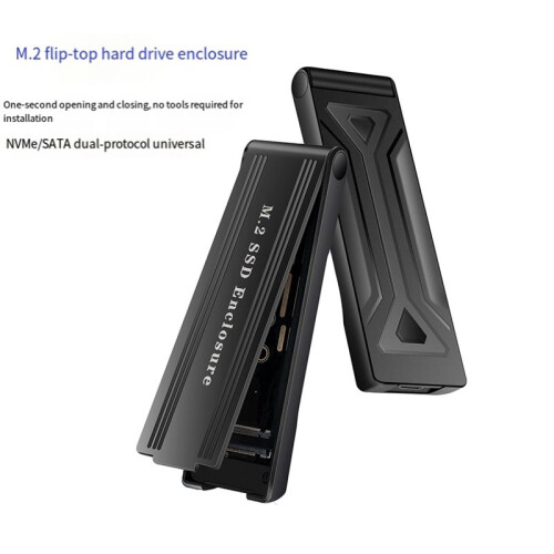 New Flip M2 Solid State Drive Box NVME Dual Protocol  Notebook SSD Mobile Hard Drive Box Type-C 1