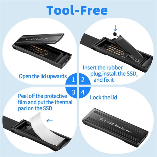 Nieuwe Flip M2 Solid State Drive Box NVME Dual Protocol  Notebook SSD Mobiele Harde Schijf Box Type-C