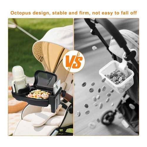 Universal Stroller Snack Tray Attachment with Dust Cover Sturdy Stroller Cup Snack Holder Clamp 1