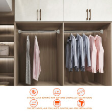 Barra de Cortina de Ducha de Acero Inoxidable con Poste de Secado de Ropa Extensible Varilla de TensióN de Resorte RetráCtil para BañO 40-55Cm