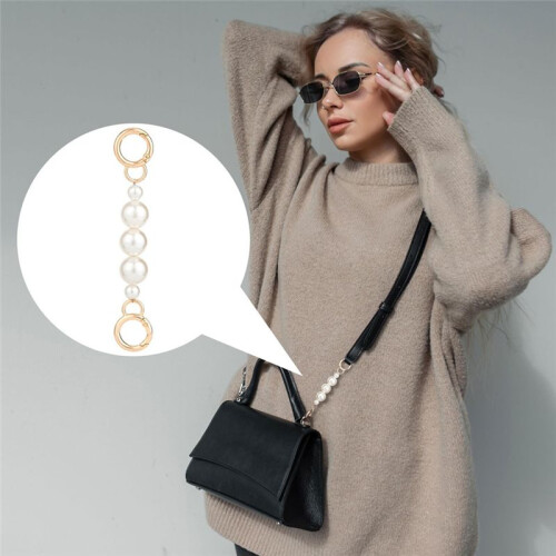 2 Pcs Gold Bow Bag Extender Chain, Metal Pearl Extender Chains, Bow Pattern Purse Strap Replacement,for Purses, Bags 1