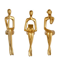 Resin Thinkers Statues Decor,3pcs Abstract Sitting Sculptures, Bookshelf Desk Figurines, Home Office Room Shelf Accents