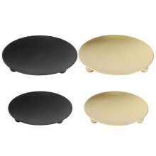 4 Pack Iron Plate Candle Holder, Pillar Candlestick Holders,for LED & Wax Candles,Incense Cones,Spa,Weddings(Gold+Black)