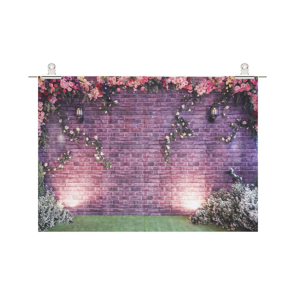 7X5ft Flowers Wall Photography Backdrops Brick Backdrop Spring Stuido Background 4712792810397