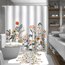 Rideau de Douche Floral avec 12 Crochets Aquarelle Fleurs Botaniques Rideau de Bain DéCoratif Accessoires de Salle de Bain Modernes