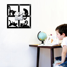 Modern 3D Digital Wall Clock Cat Mirror Non Ticking Silent Battery Clocks Watch for Home Living Room Bathroom Decor Gift