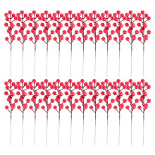 Red Berry Stems,24 Pack 7.9 Inch Artificial Christmas Berries Holly Picks Branch for Christmas Tree,DIY Wreath,Party