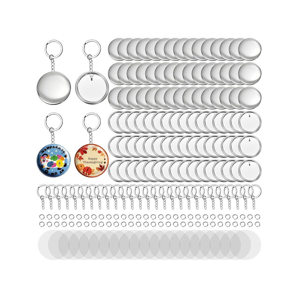 100 Pack Button Maker Keychain Supplies, 58 Mm / 2.25 Inch Metal Pin Making Kit For Button Maker Machine,Blank Badge Set 4712320730562