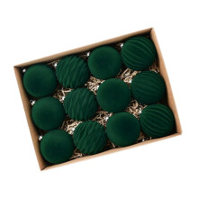 Christmas Balls Christmas Tree Decor 12Pack Luxurious Flocked Christmas Ornaments Bauble for Christmas ThemeParty B