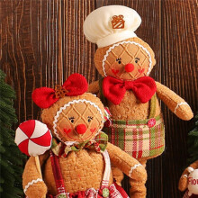 Serie de Figuras Navideñas de Tela con Patas Largas para Decoración de Ventanas, Árbol de Navidad (A)