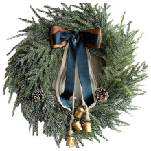 Decoraciones Navideñas - Adornos Navideños Campestres con Lazos Adornos Navideños para Puerta con Forma de Piña