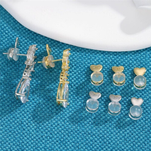 8PCS Earring Backs for Droopy-Ears, Earring Lifter Backs Replacements for Heavy Earrings,Gold+Silver 2