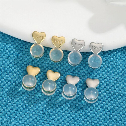 8PCS Earring Backs for Droopy-Ears, Earring Lifter Backs Replacements for Heavy Earrings,Gold+Silver 2