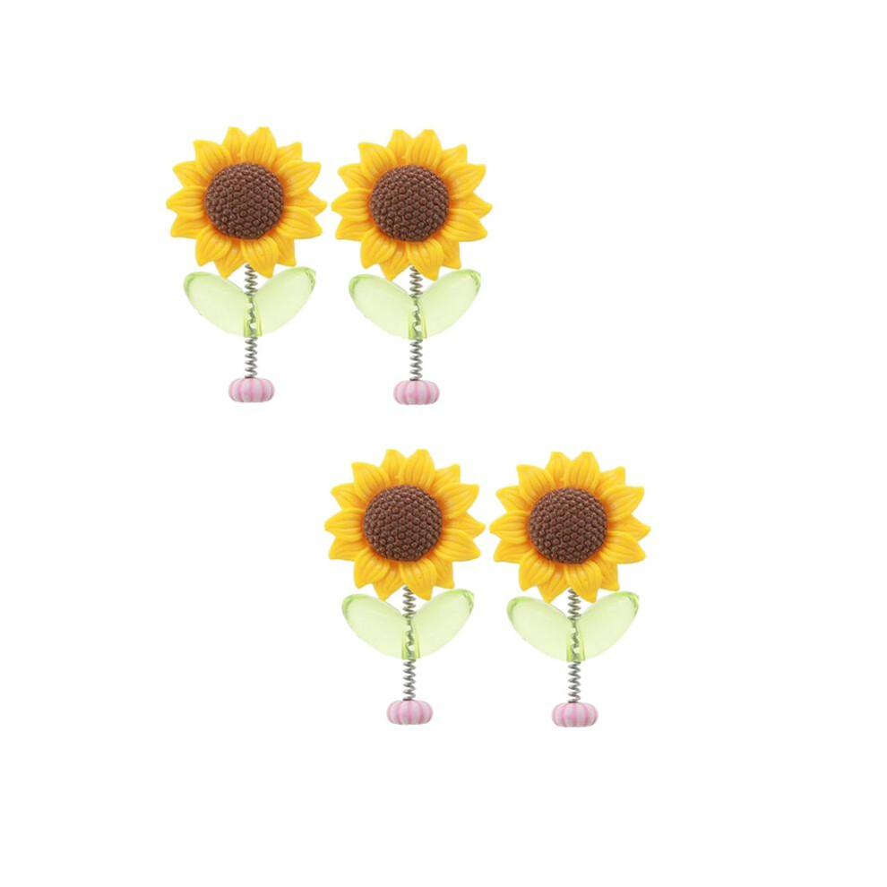 4Pcs Car Dashboard Sunflower Ornament Shaking Dancing Sunflower Cartoon Ornament Car Interior Cute Flower Ornament 6131797821739