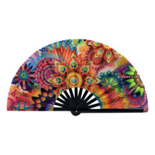 Folding Fan Handheld Nylon Cloth Foldable Hand Fan Chinese Kung Fu Fan Festival Decoration Party Favors