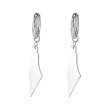 D Silver Color Palestine Map Dangle Earrings Women Country Geography Map Pendent Earring Stainless Jewelry