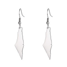 B Silver Color Palestine Map Dangle Earrings Women Country Geography Map Pendent Earring Stainless Jewelry