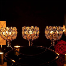 Three- Arch Bridge Candle Holder European Crystal Model House Handicraft Table Decoration Candle Holder Gold