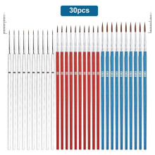 30Pcs Small Detail Paint Brushes, 3 Sizes 0 00 000 Small Lined Tip Paint Brushes for Crafts Watercolor Acrylic C