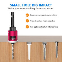 Countersink Drill Bit Set with Adjustable Depth Stop, 1/4" Hex Shank Quick Change Drilling Tool Kit,for Wood,Plywood