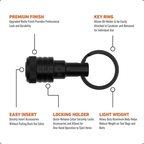 6PCS Bit Holders Keychain, 1/4 Inch Hex Shank Bit Holders, Quick-Change Design for Nut Driver, Screwdriver & Drill Bits