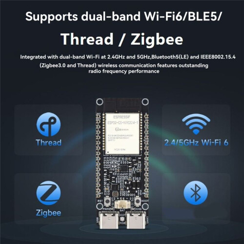 Waveshare ESP32-C5 Microcontroller Dual WiFi Development Board 240MHz Single-Core Processor Support  Zigbee Thread A 1