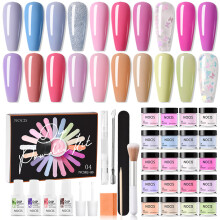 NOCIS 20 Farbige Dip-Nagellack-Puder-Set 8g mit Base & Top