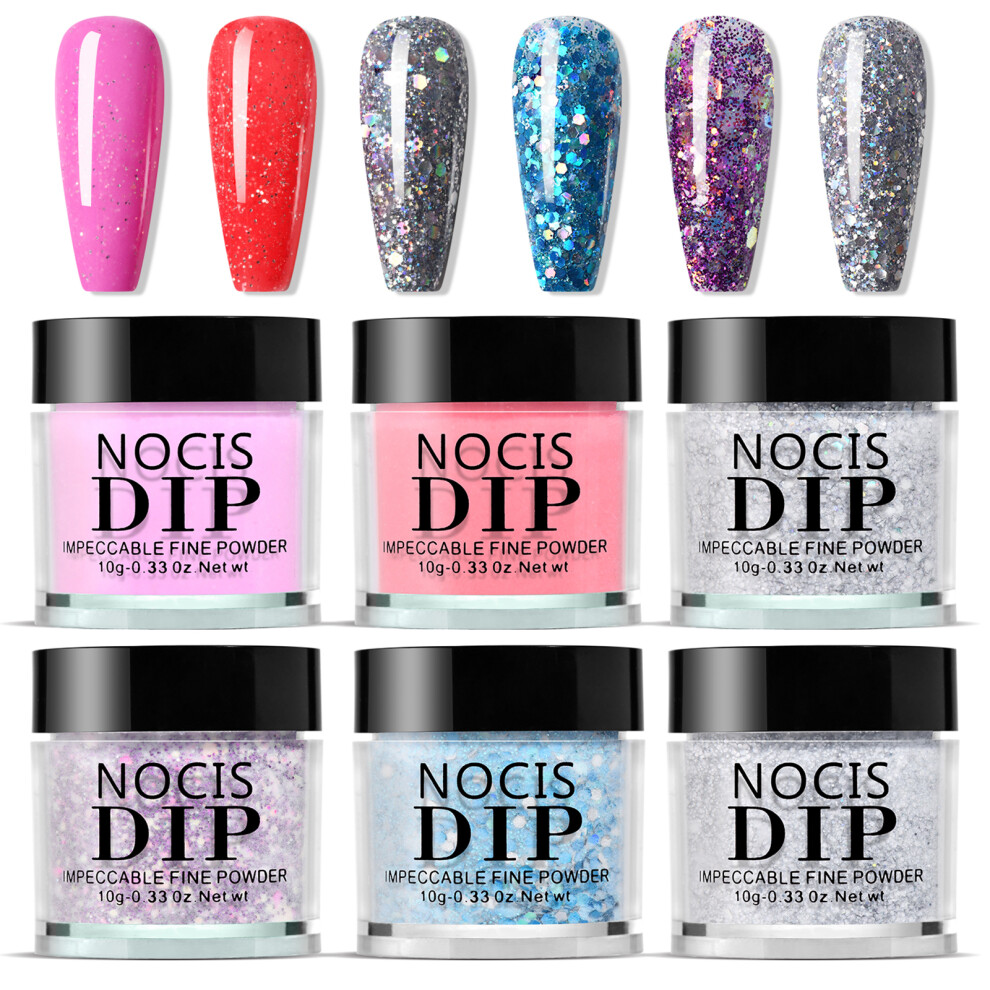 NOCIS 6 Colors Nail Dip Powder Set 610ml, Fast-Drying, No UV Needed