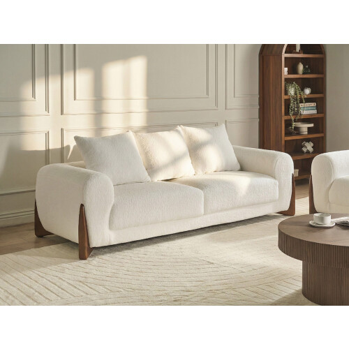 Beliani Sofa 3 Seater VINLIDEN Boucle White 1