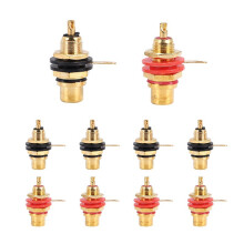 10Pcs/Lot RCA Connector Gold Plated Female Jack Socket Solder Wire Connector RCA Panel Mount Chassis