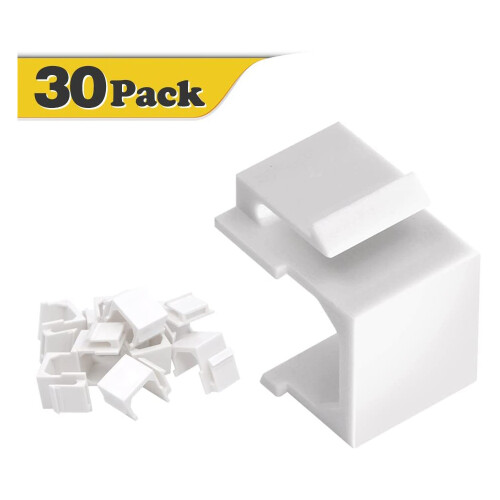 30-Pack Blank  Jack Inserts for  Wall Plate and Patch Panel - White 1