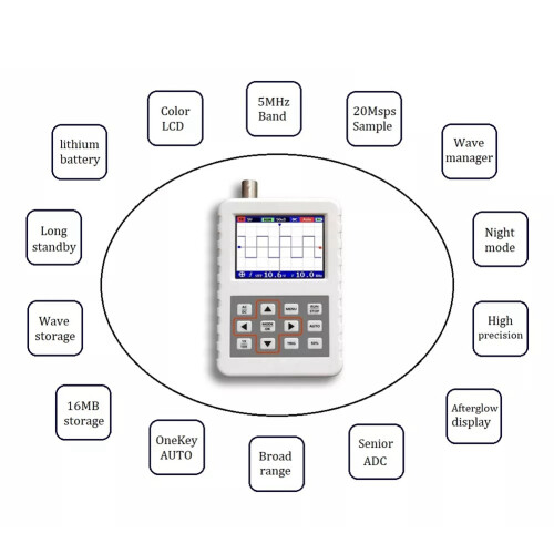 DSO PRO ADS2050H Handheld Digital Portable Storage Oscilloscope Kit with 5MHz Bandwidth 20MS/S Sampling Rate(B) 2