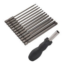 13Pcs 100mm Torx Long Screwdriver Bits Set, Magnetic Torx Bit Set T6-T40, 1/4 Inch Hex Shank Electric Screwdriver Tools