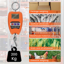 Crane Scale Weighing Digital Industrial Hanging Scale 200Kg/441Lb Heavy Duty Hanging Hook Scales Orange