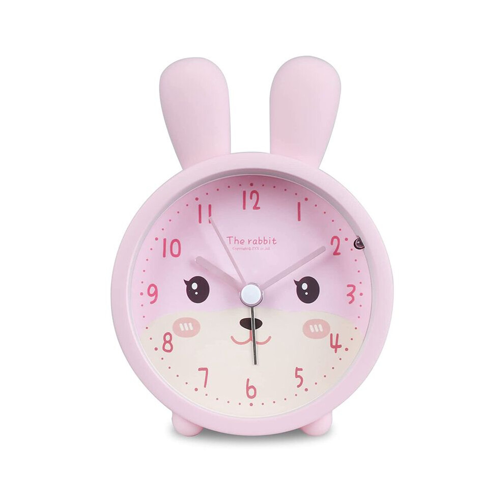 Children's Alarm Clock For Girls Without Ticking,Rabbit Children's Alarm Clock Silent Alarm Clock With Student Light Brecantia