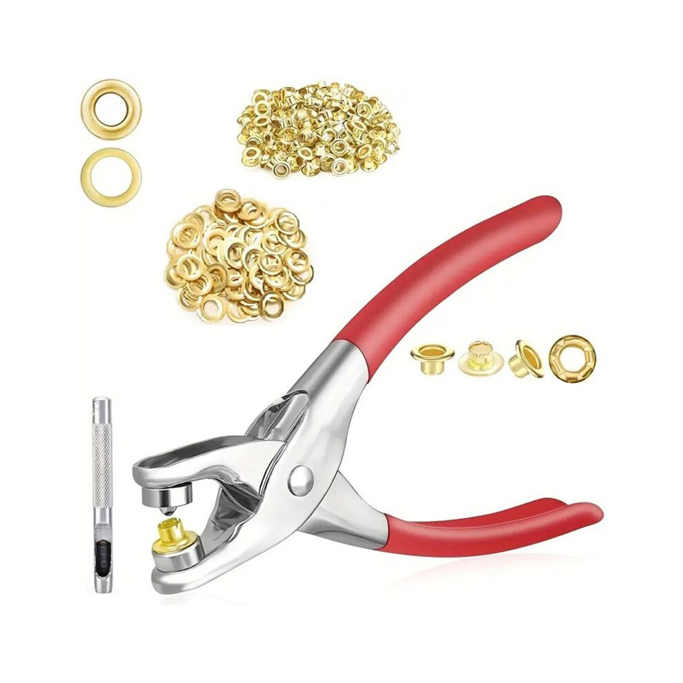 6Mm Grommet Eyelet Plier Set, Eyelet Hole Punch Pliers Kit With 100 Metal Eyelets, Grommet Tool Kit For Leather Cloth 6032533882505