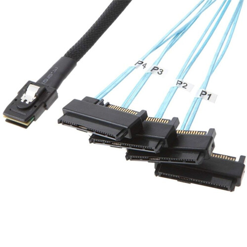 Sas Sff-8087 to 4 Sff-8482 Server Array Card Hard Drive Data Cable  Power Cable 1m 2