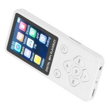 Lecteur MP4 multifonction à écran couleur de 1,8", avec 32 Go de stockage, BT 5.0, MP3/WMA/WAV/FM/enregistrements Blanc