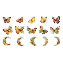 Retro Notebook Decoration Material Stickers DIY Decorative Sticker for Notebook Labels, Amber Butterfly