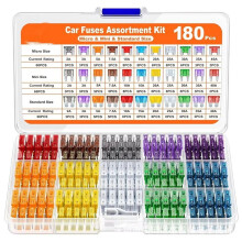 Juego de 180 Fusibles Surtidos para Coche: 60 Fusibles de Cuchilla , 60 Fusibles Estándar para Automoción, 60 Fusibles Micro-Tipo y Extractor de