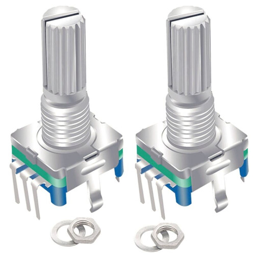 6pcs EC11 Rotary Encoder with Push Button 360 5 Pins and Knob Cap for , Raspberry Pi, ESP32 2
