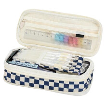 Large Capacity Pencil Case for Teens Girls -Cute Checkerboard Pencil Pouch with Zipper, Stationery Bag Box for Student A