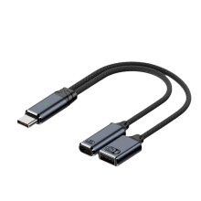 USB-C-OTG-Kabel, Telefonadapter, 2-in-1, Typ C auf USB-A-Adapter mit PD-Ladeanschluss für Smartphone, Laptop, Tablet, Grau