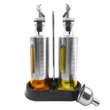 10oz/300 Ml Olijfolie Dispenserfles, 2-Pack Glazen Olie- en Azijn Dispenserset met Dienblad, voor Koken in de Keuken