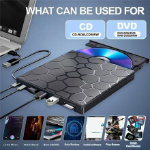 External CD/DVD Drive Player 8 in 1 USB 3.0 CD/DVD-ROM +/-RW CD Burner for Laptop Desktop ,Windows 11/10/8/7 Linux